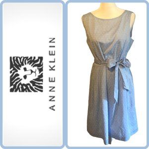 ANNE KLEIN POLKA DOT SLEEVELESS FIT & FLARE DRESS